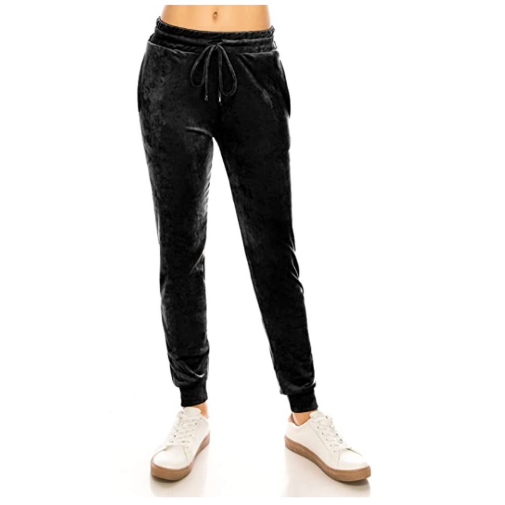 ALWAYS Black Velvet Soft Stretch Velour Jogger L